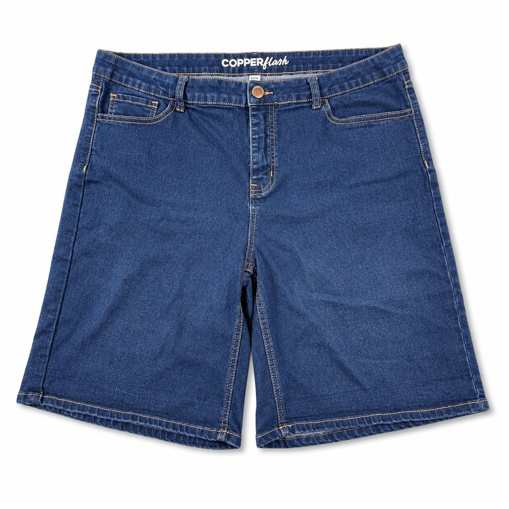 Copper Flash Womens Denim Shorts Sz 20W Curvy Dark Wash Cameron Stretch EUC‎